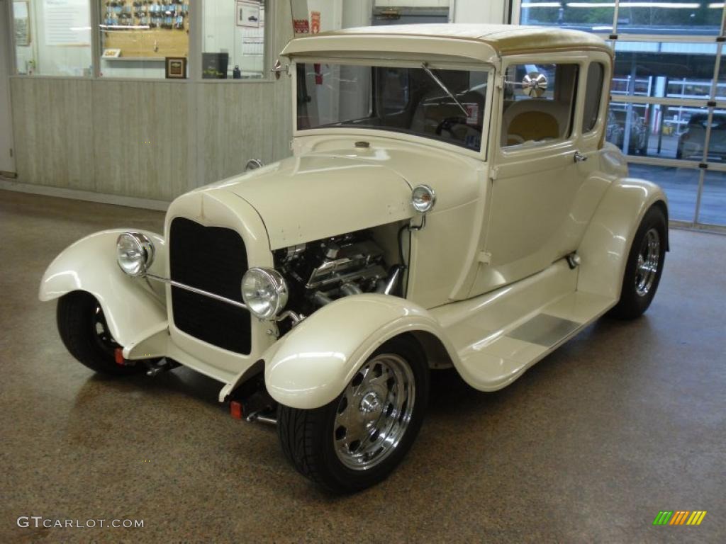 Pearl White 1929 Ford Model A Coupe Hot Rod Exterior Photo #49401164