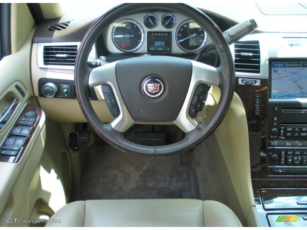 2010 Cadillac Escalade Standard Escalade Model Cashmere/Cocoa Steering Wheel Photo #49403657