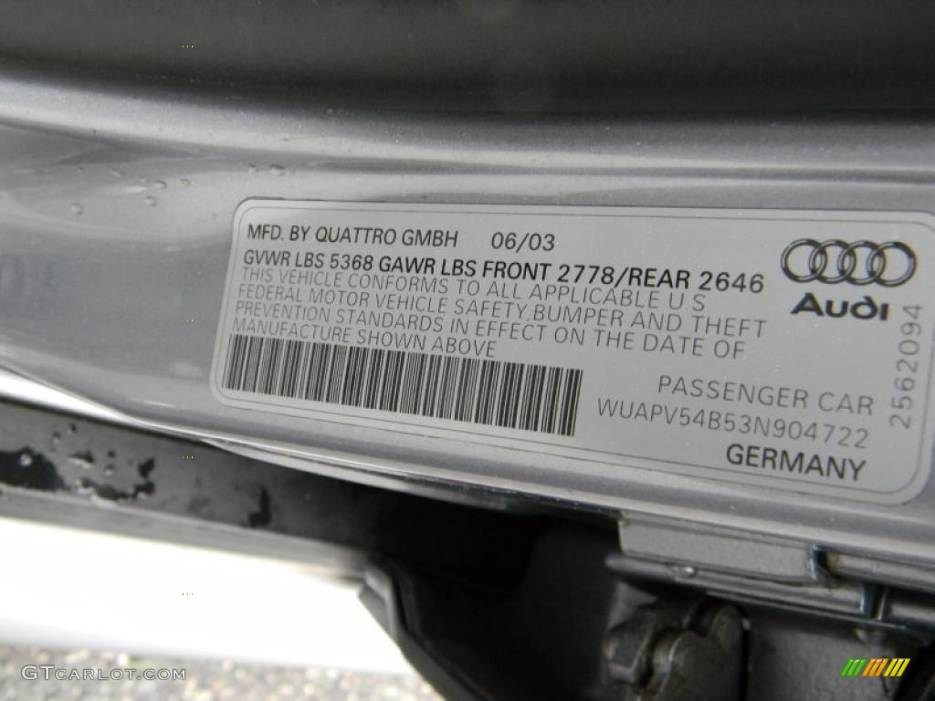 2003 Audi RS6 4.2T quattro Info Tag Photo #49403861