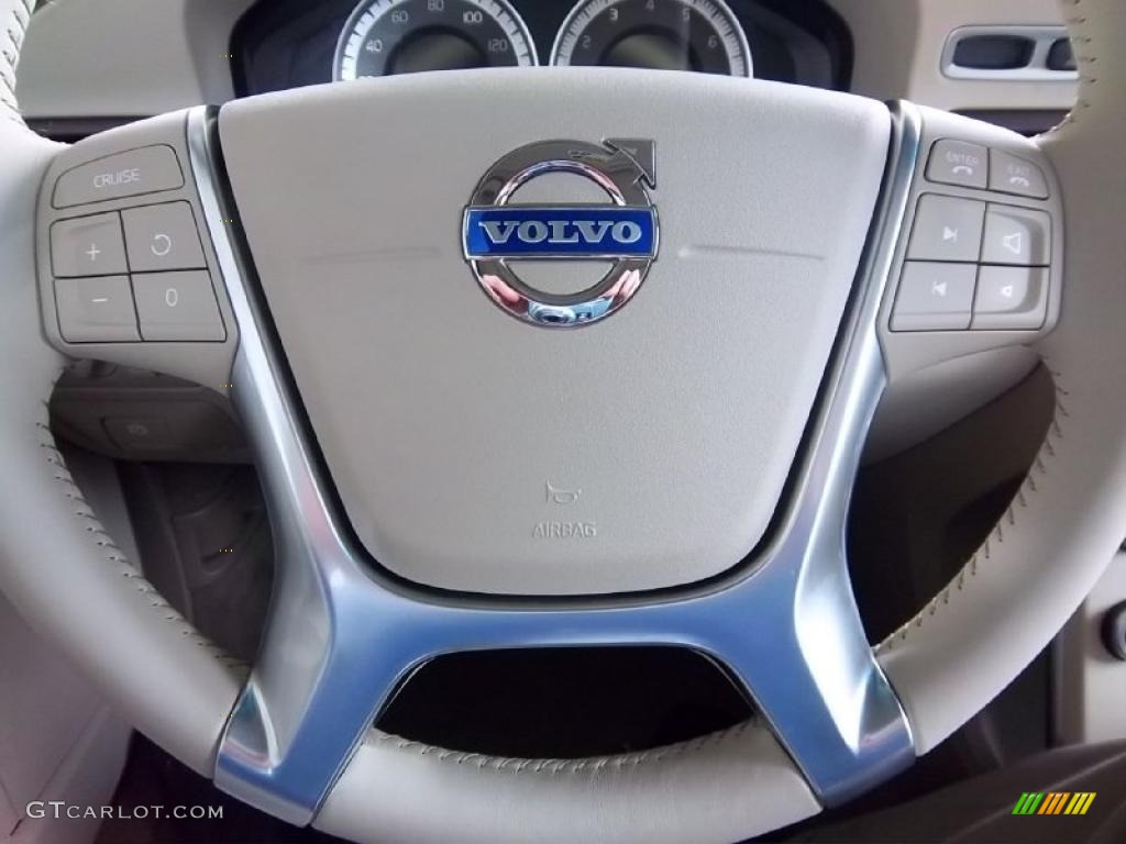2011 Volvo S80 3.2 Sandstone Beige Steering Wheel Photo #49404599