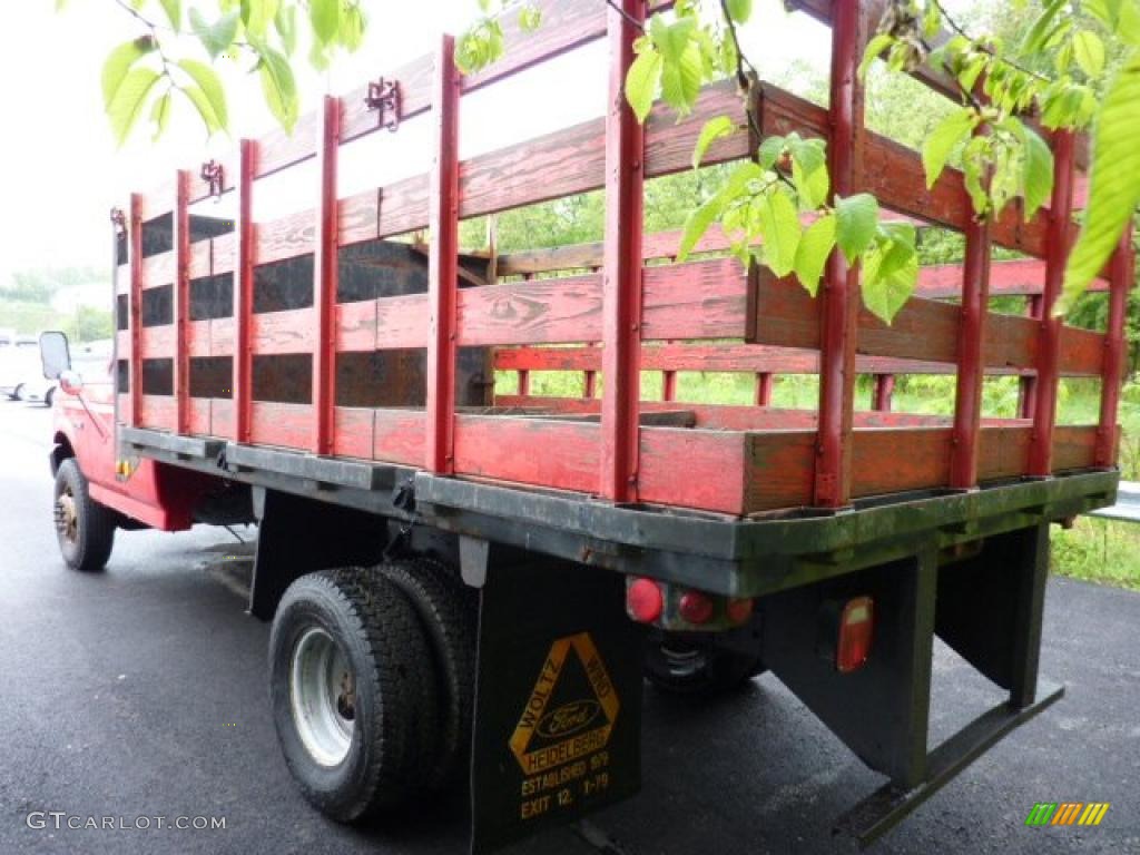 1997 F350 XL Regular Cab Dually Stake Truck - Vermillion Red / Opal Grey photo #4