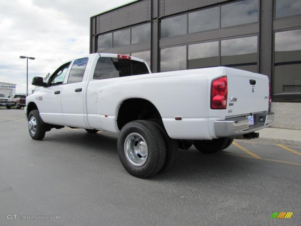 2008 Ram 3500 Big Horn Edition Quad Cab 4x4 Dually - Bright White / Medium Slate Gray photo #3