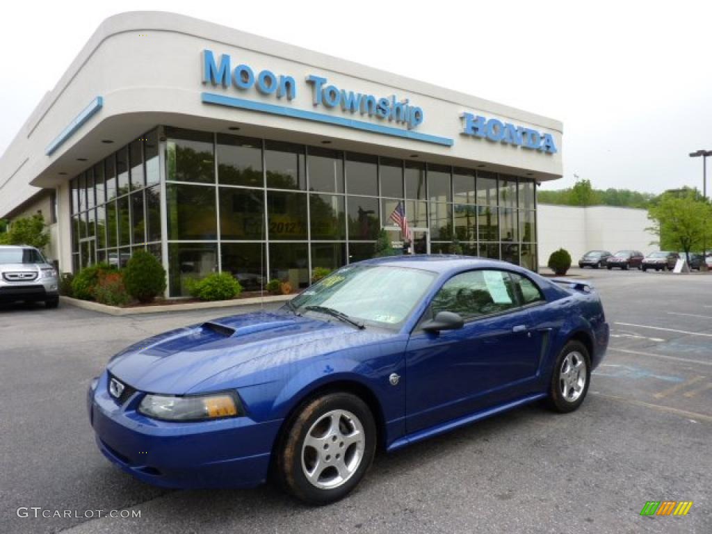 2004 Mustang V6 Coupe - Sonic Blue Metallic / Medium Parchment photo #1