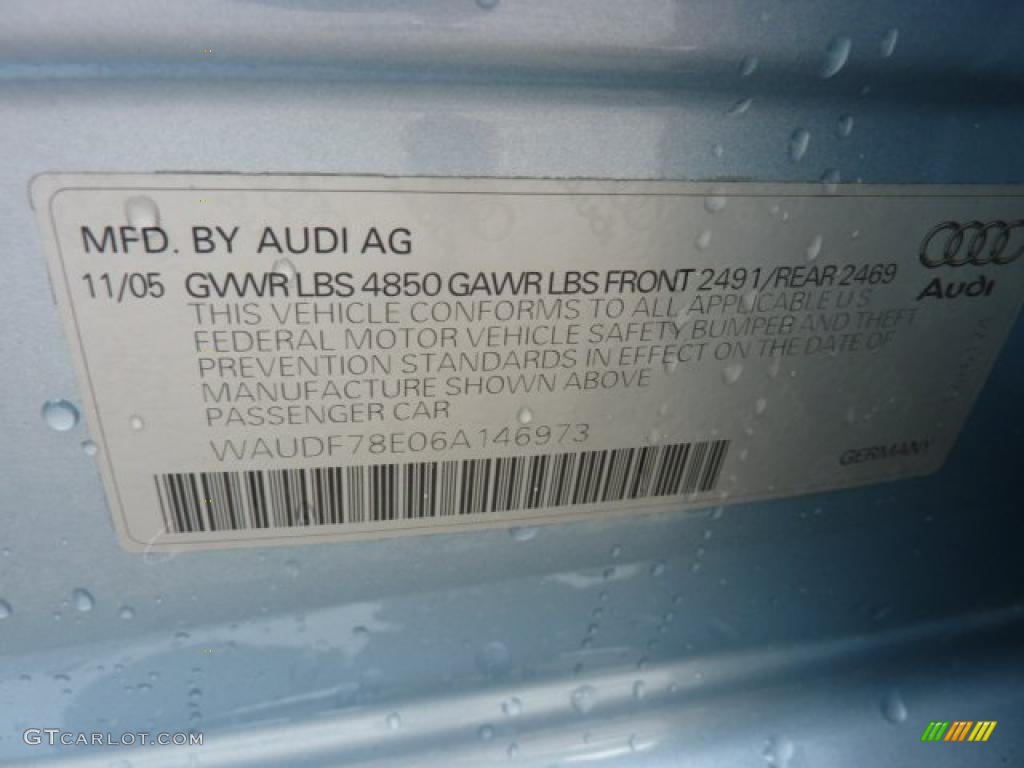 2006 A4 2.0T quattro Sedan - Liquid Blue Metallic / Platinum photo #14