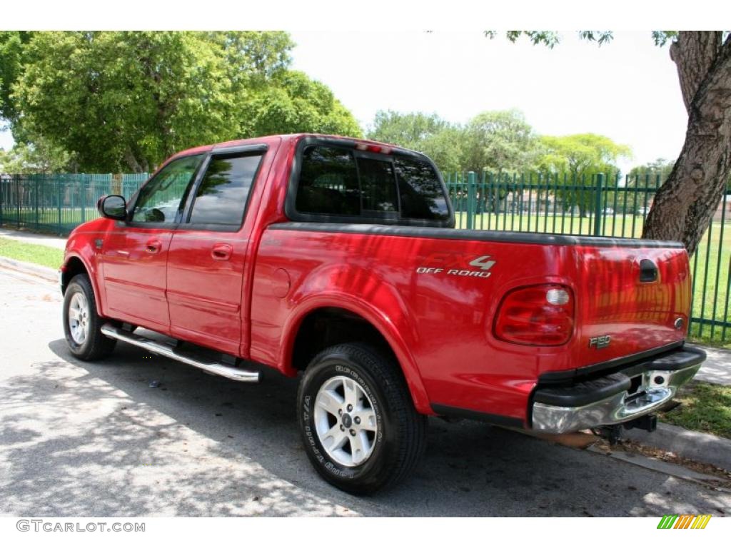 2002 F150 Lariat SuperCrew 4x4 - Bright Red / Medium Parchment photo #6