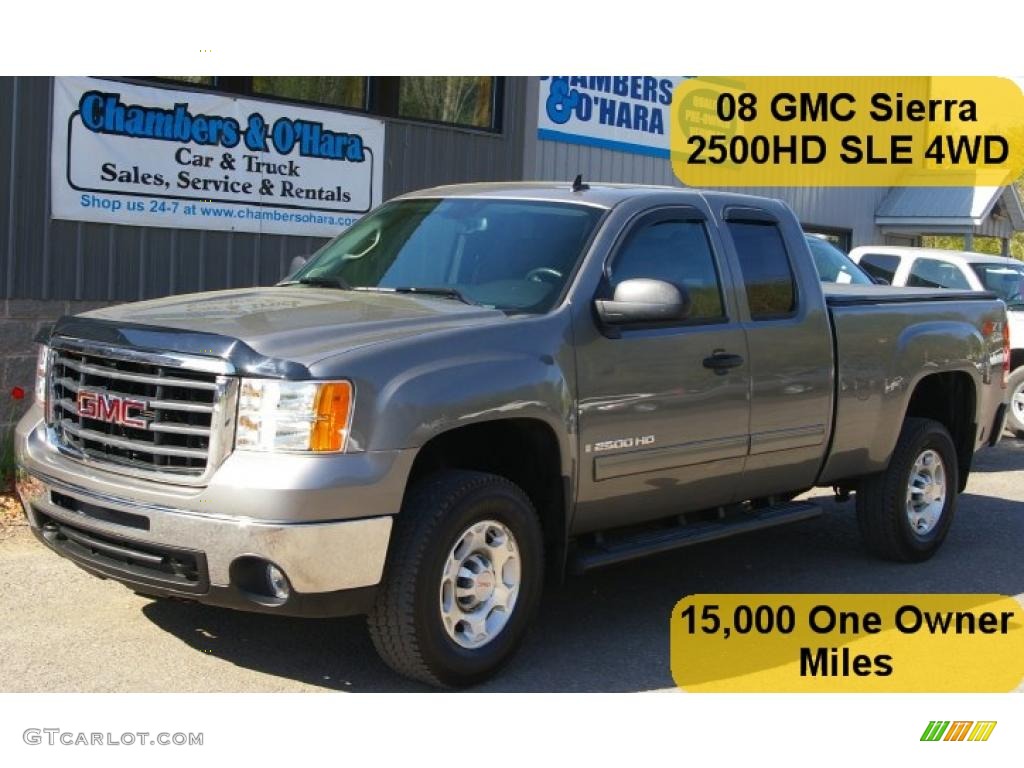 2008 Sierra 2500HD SLE Extended Cab 4x4 - Steel Gray Metallic / Ebony photo #1