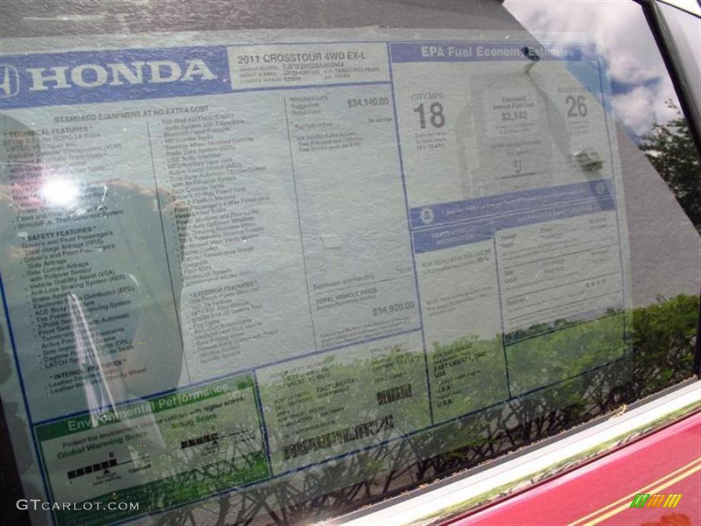 2011 Honda Accord Crosstour EX-L 4WD Window Sticker Photo #49420237