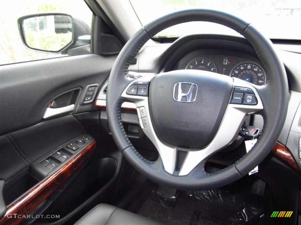 2011 Honda Accord Crosstour EX-L 4WD Black Steering Wheel Photo #49420330