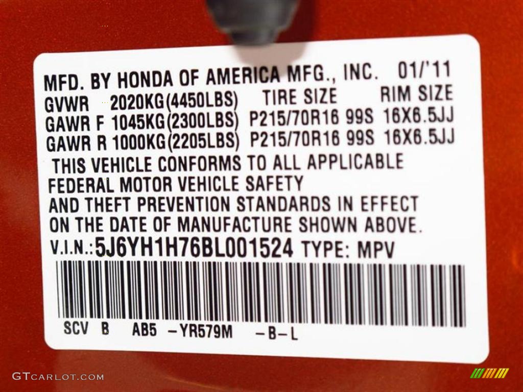 2011 Element Color Code YR579M for Citrus Fire Metallic Photo #49420546