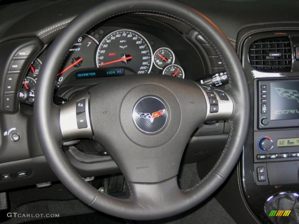 2010 Chevrolet Corvette ZR1 Ebony Black Steering Wheel Photo #49425076