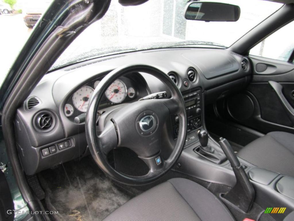 Black Interior 2002 Mazda MX-5 Miata Roadster Photo #49434808