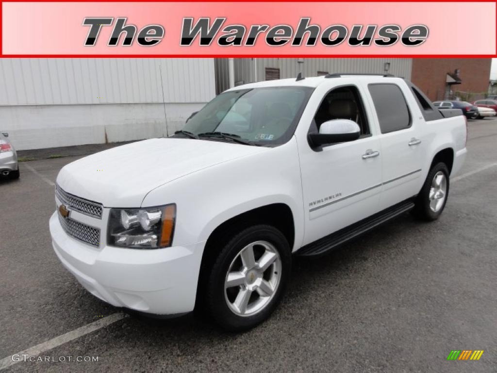 2010 Avalanche LTZ 4x4 - Summit White / Dark Cashmere/Light Cashmere photo #1