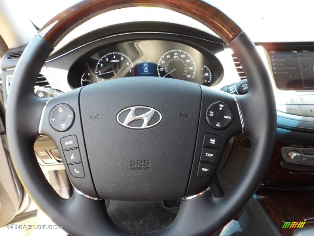 2011 Hyundai Genesis 4.6 Sedan Jet Black Steering Wheel Photo #49438774