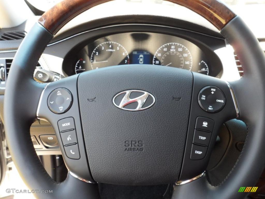 2011 Hyundai Genesis 4.6 Sedan Jet Black Steering Wheel Photo #49439917