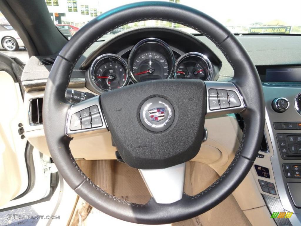 2011 Cadillac CTS Coupe Cashmere/Cocoa Steering Wheel Photo #49441462