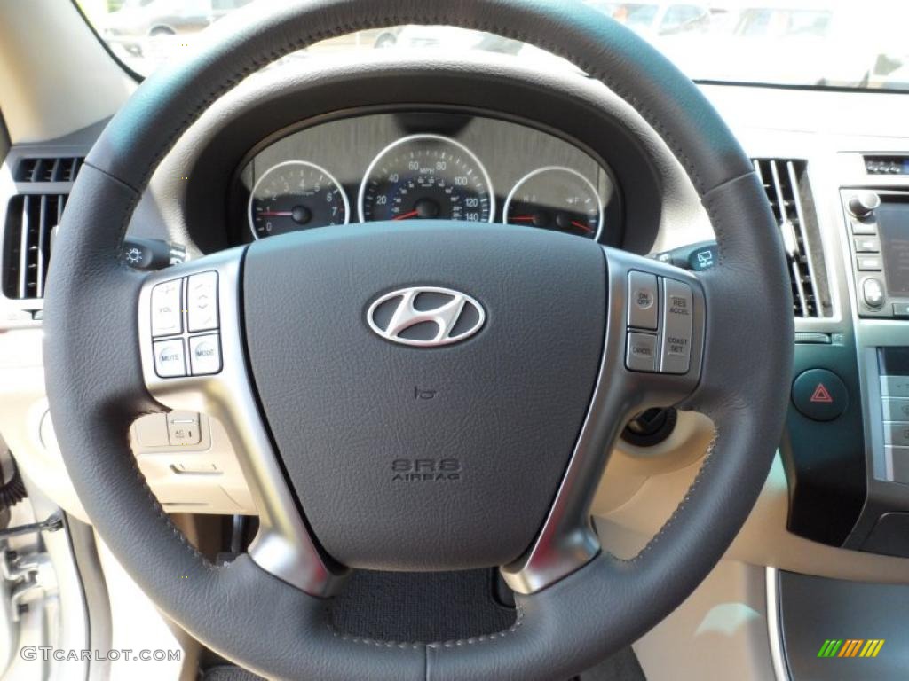 2011 Hyundai Veracruz Limited Beige Steering Wheel Photo #49442959