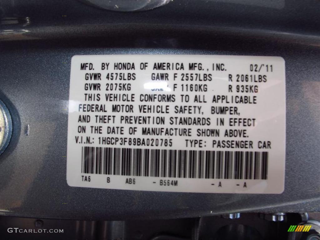 2011 Accord EX-L V6 Sedan - Celestial Blue Metallic / Black photo #10