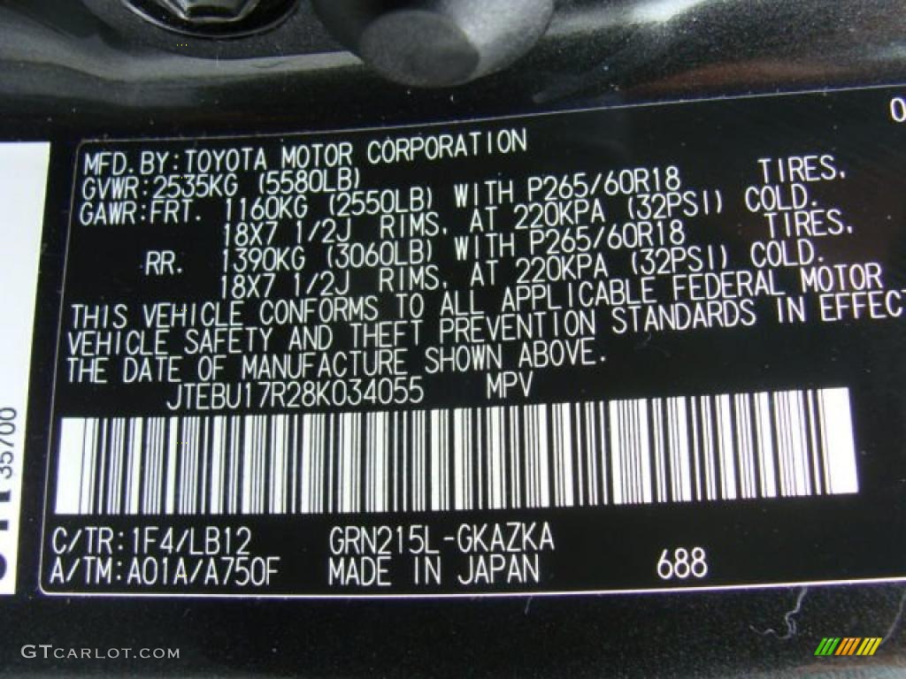 2008 4Runner Color Code 1F4 for Shadow Mica Photo #49451827