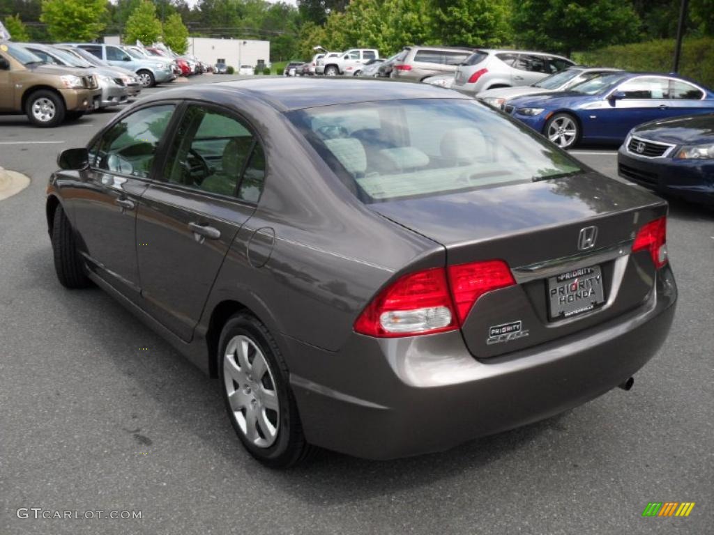2010 Civic LX Sedan - Urban Titanium Metallic / Beige photo #2