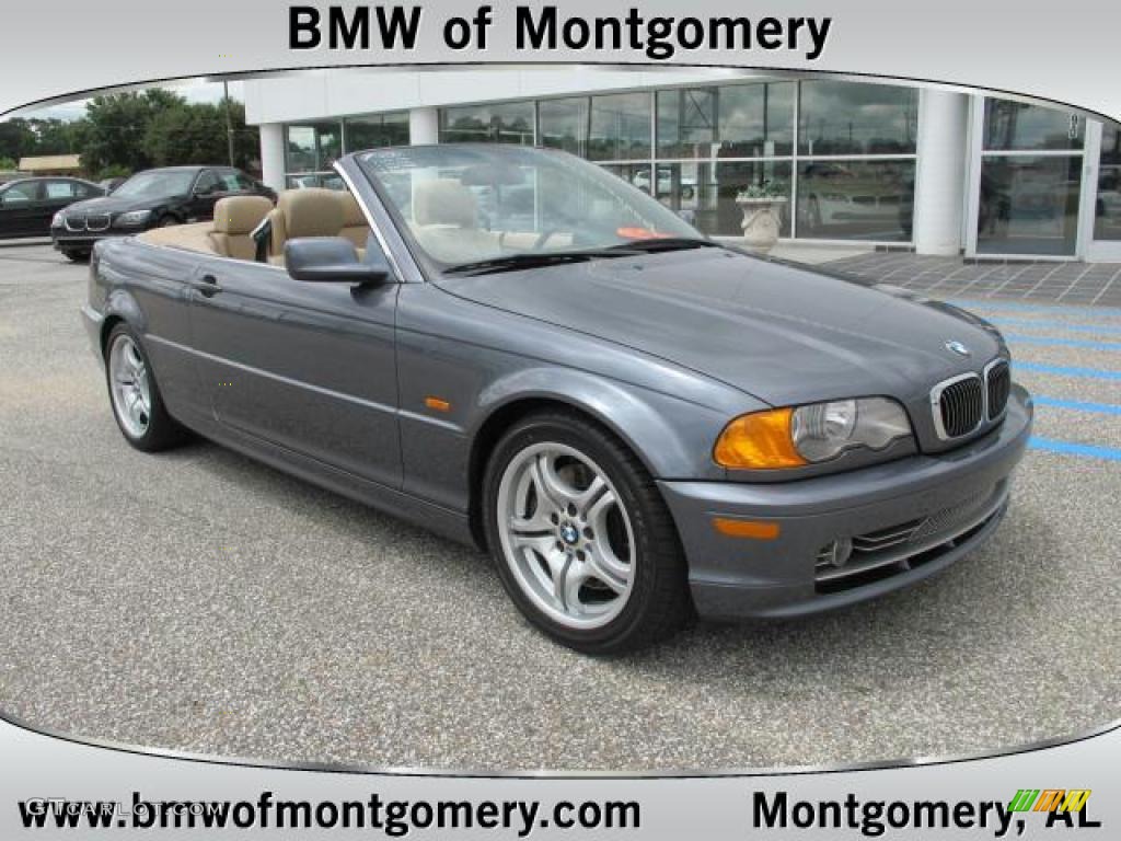 2001 3 Series 330i Convertible - Steel Grey Metallic / Beige photo #1