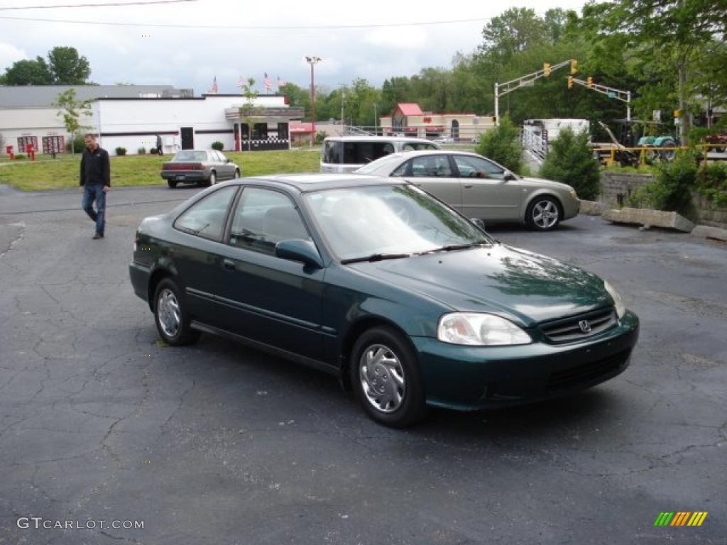 1999 Civic EX Coupe - Clover Green Pearl / Gray photo #2