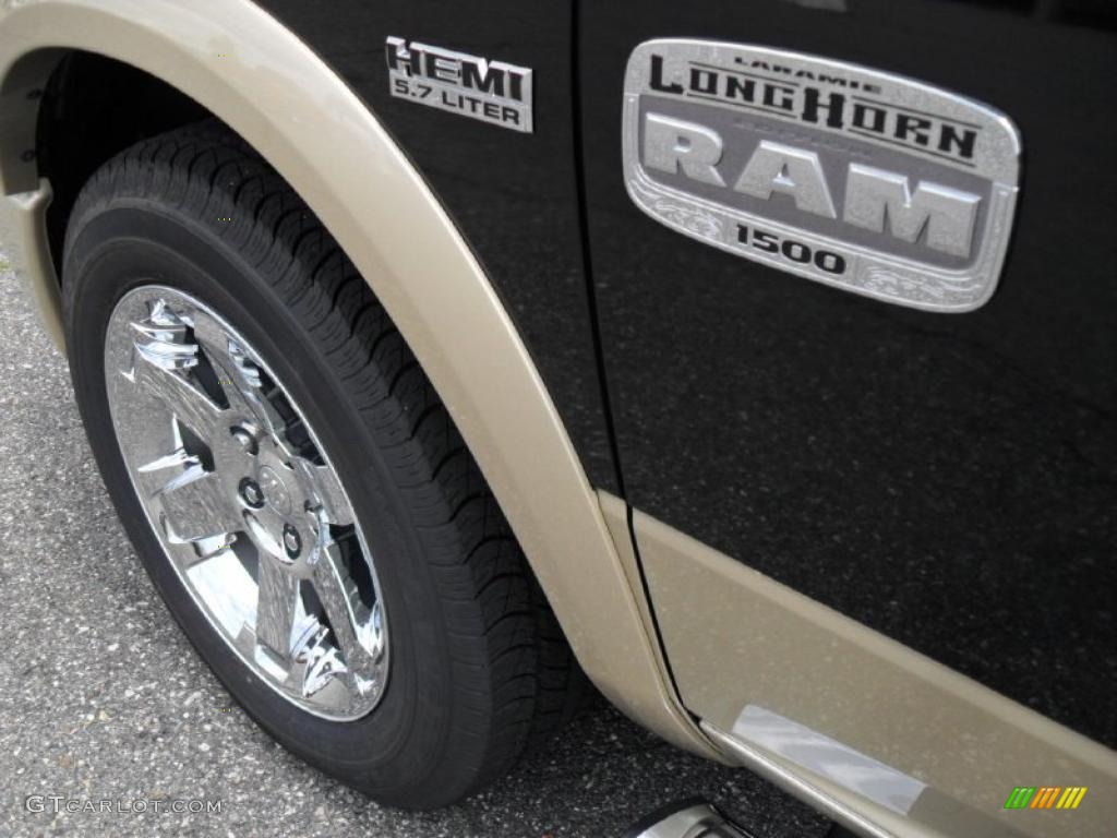 2011 Ram 1500 Laramie Longhorn Crew Cab 4x4 - Brilliant Black Crystal Pearl / Light Pebble Beige/Bark Brown photo #6