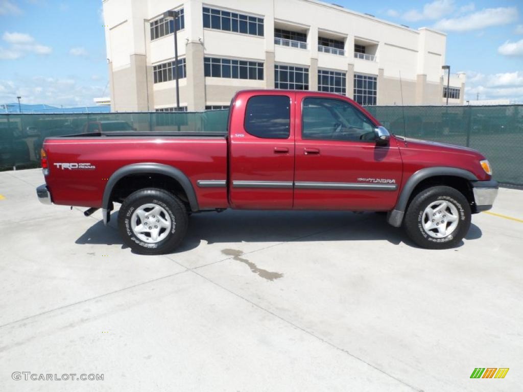 2001 Tundra SR5 TRD Extended Cab 4x4 - Sunfire Red Pearl / Gray photo #2