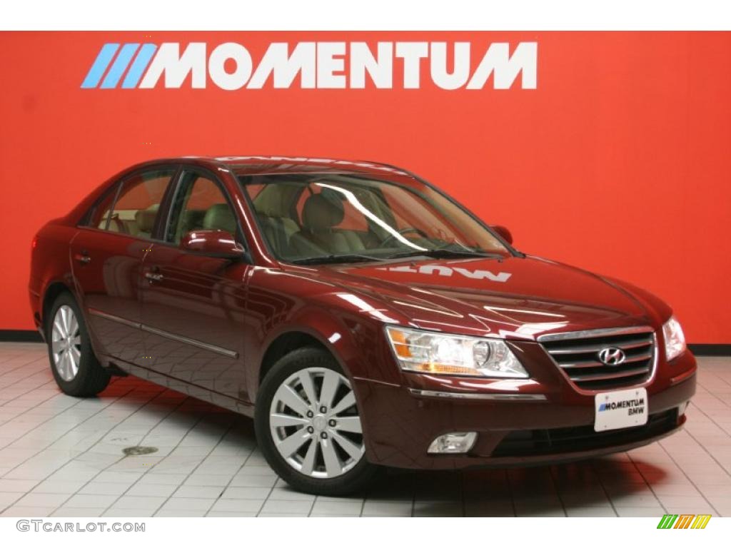 2009 Sonata Limited V6 - Dark Cherry Red / Camel photo #1