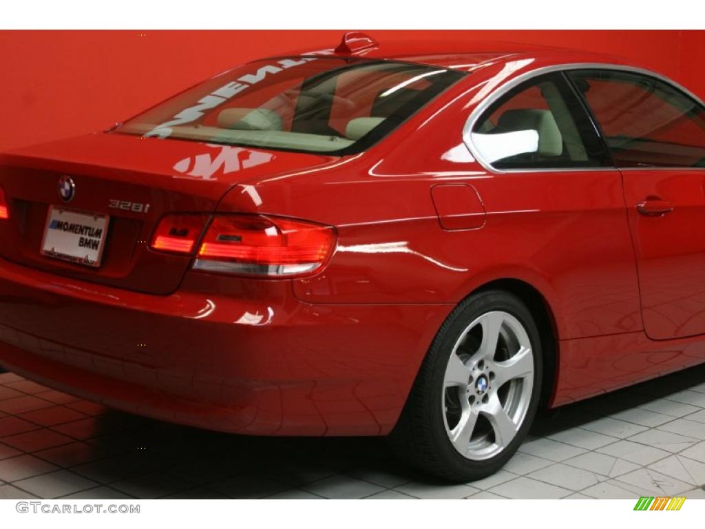 2009 3 Series 328i Coupe - Crimson Red / Beige photo #12