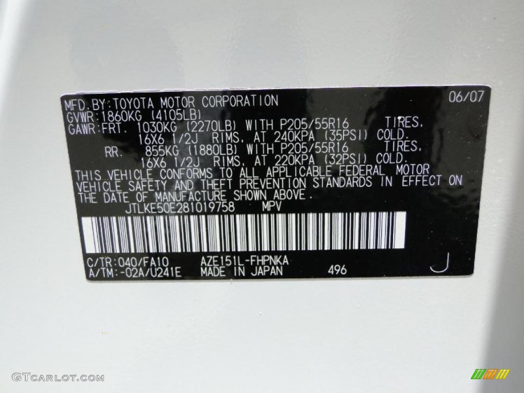 2008 xB Color Code 040 for Super White Photo #49482468