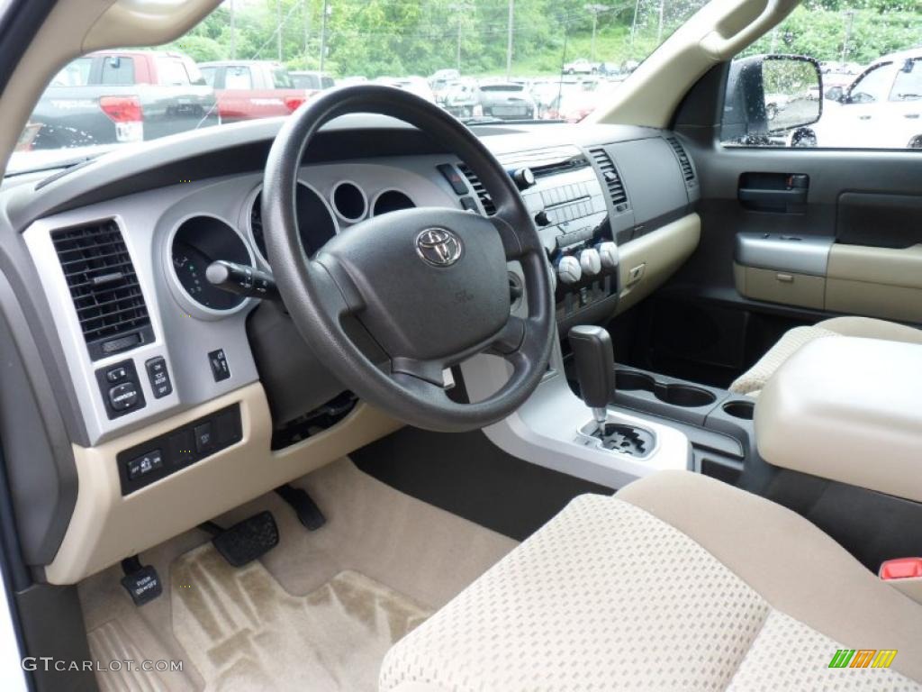 2008 Tundra SR5 Double Cab 4x4 - Super White / Beige photo #11