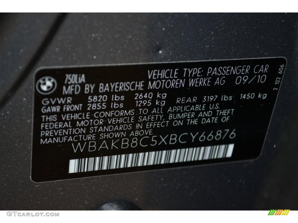 2011 BMW 7 Series 750Li Sedan Info Tag Photo #49489872