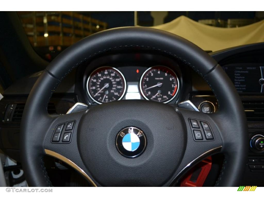 2011 BMW 3 Series 335i Convertible Black Steering Wheel Photo #49490322