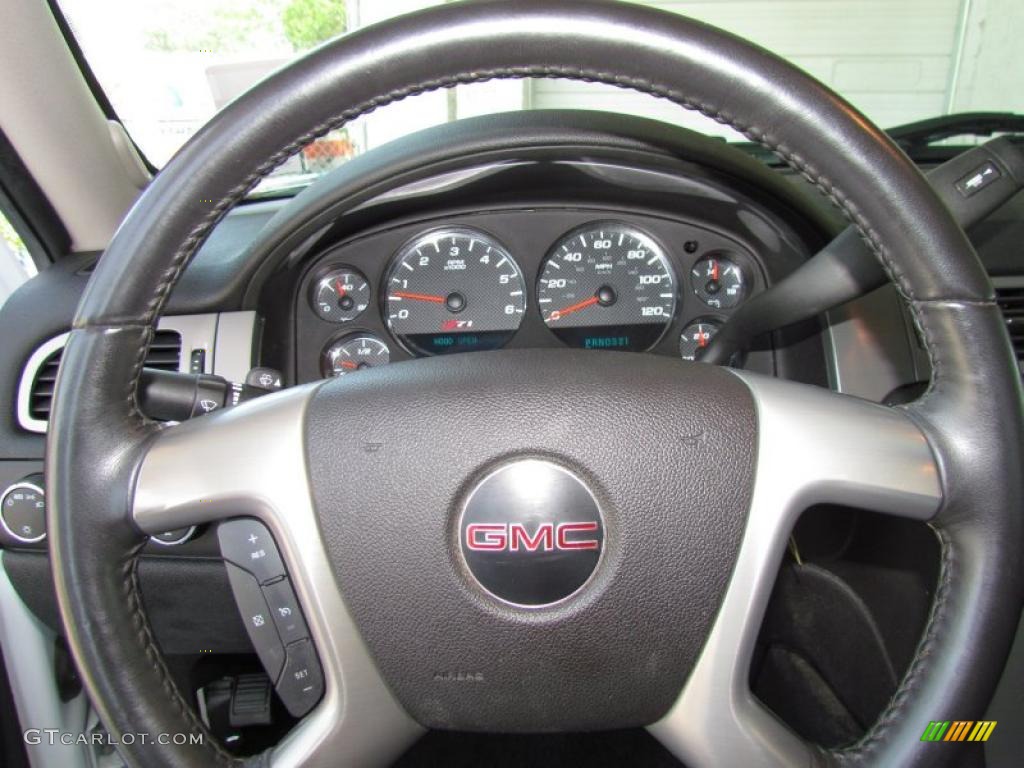 2009 GMC Sierra 1500 SLE Z71 Extended Cab 4x4 Ebony Steering Wheel Photo #49497315