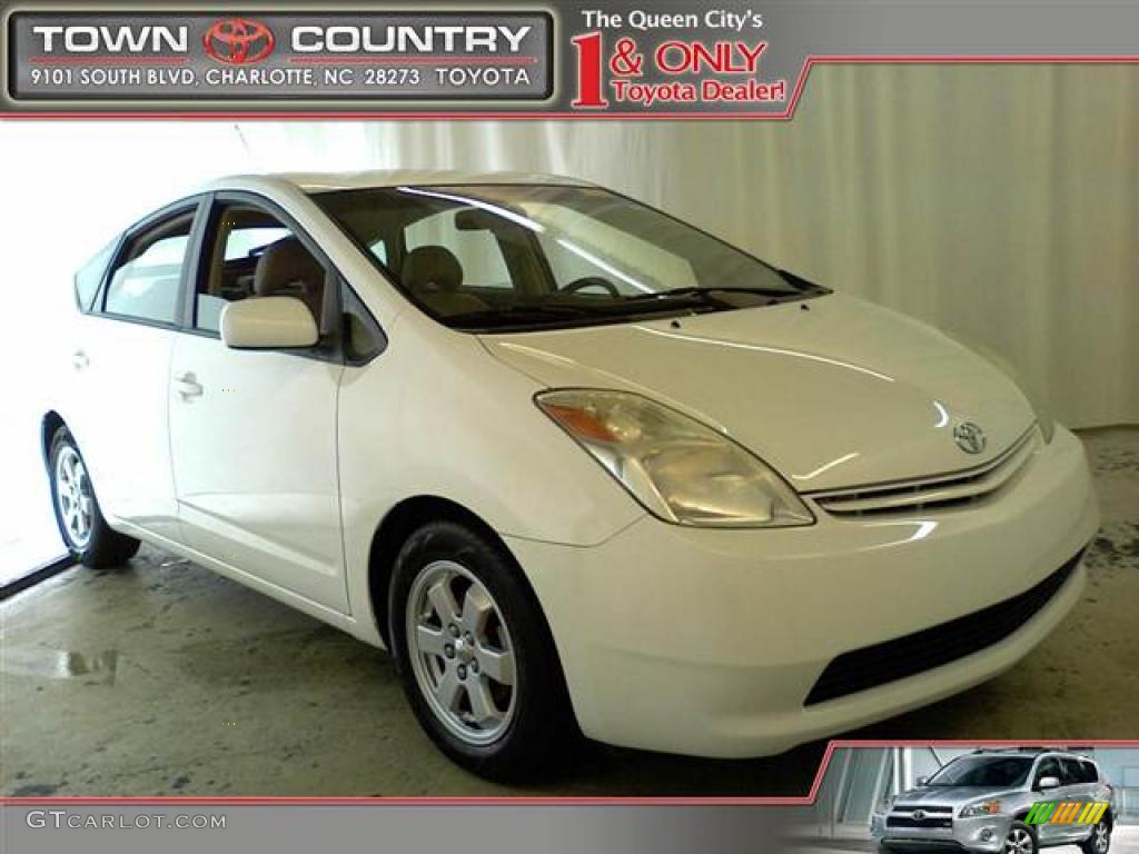 2005 Prius Hybrid - Super White / Ivory/Brown photo #1