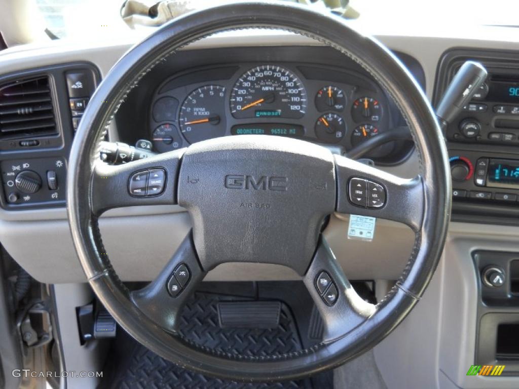 2003 GMC Sierra 2500HD SLE Extended Cab 4x4 Pewter Steering Wheel Photo #49508559