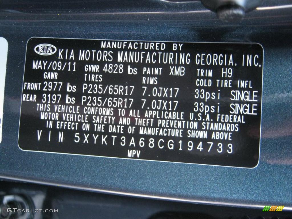 2012 Sorento Color Code XMB for Pacific Blue Photo #49513062