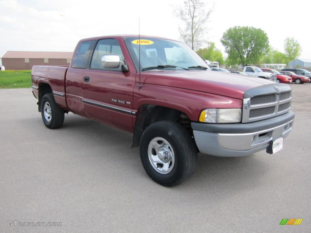1996 Ram 1500 SLT Extended Cab - Claret Red Pearl / Gray photo #5