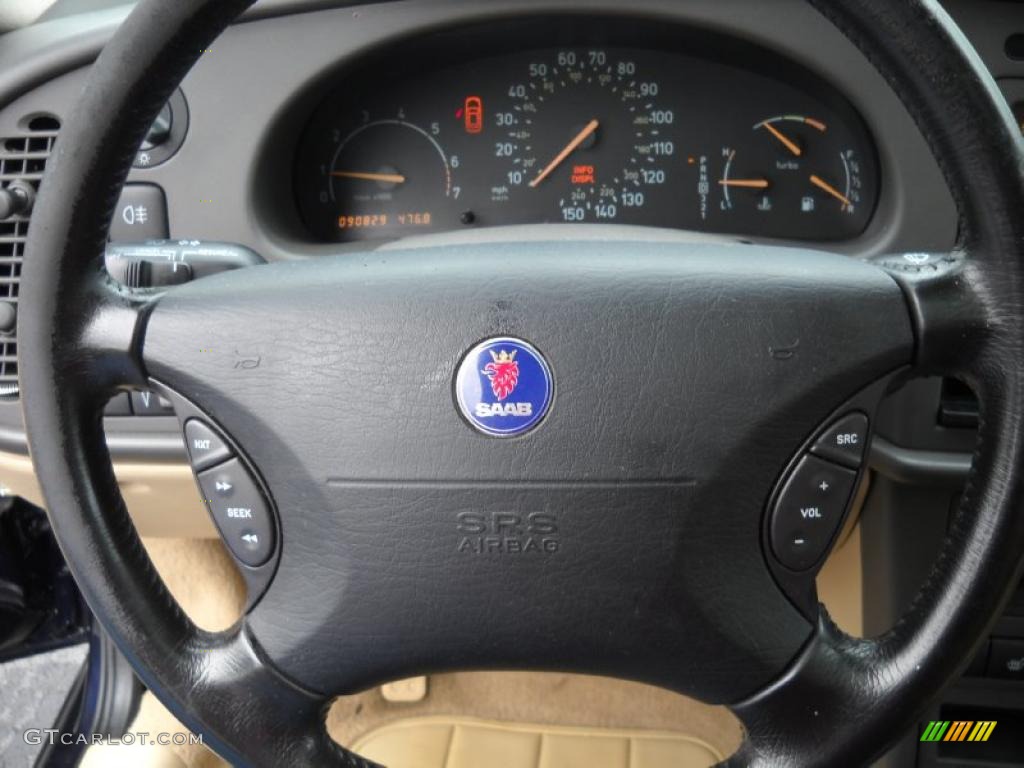2001 Saab 9-3 Sedan Warm Beige Steering Wheel Photo #49522088