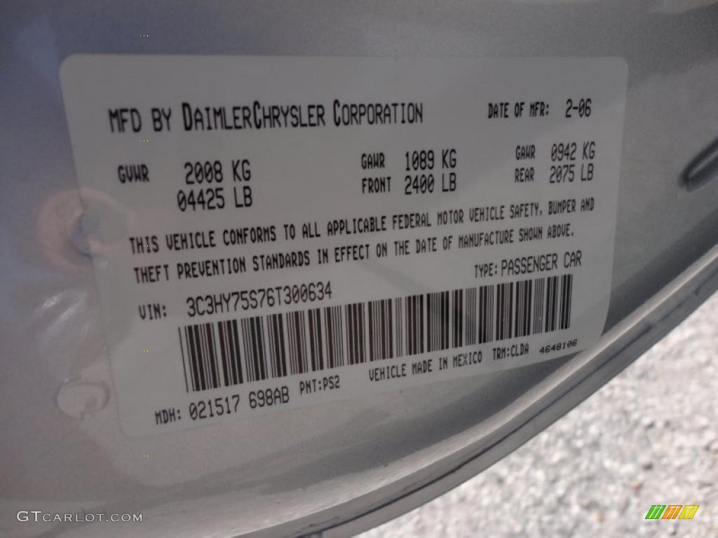 2006 PT Cruiser Color Code PS2 for Bright Silver Metallic Photo #49527842