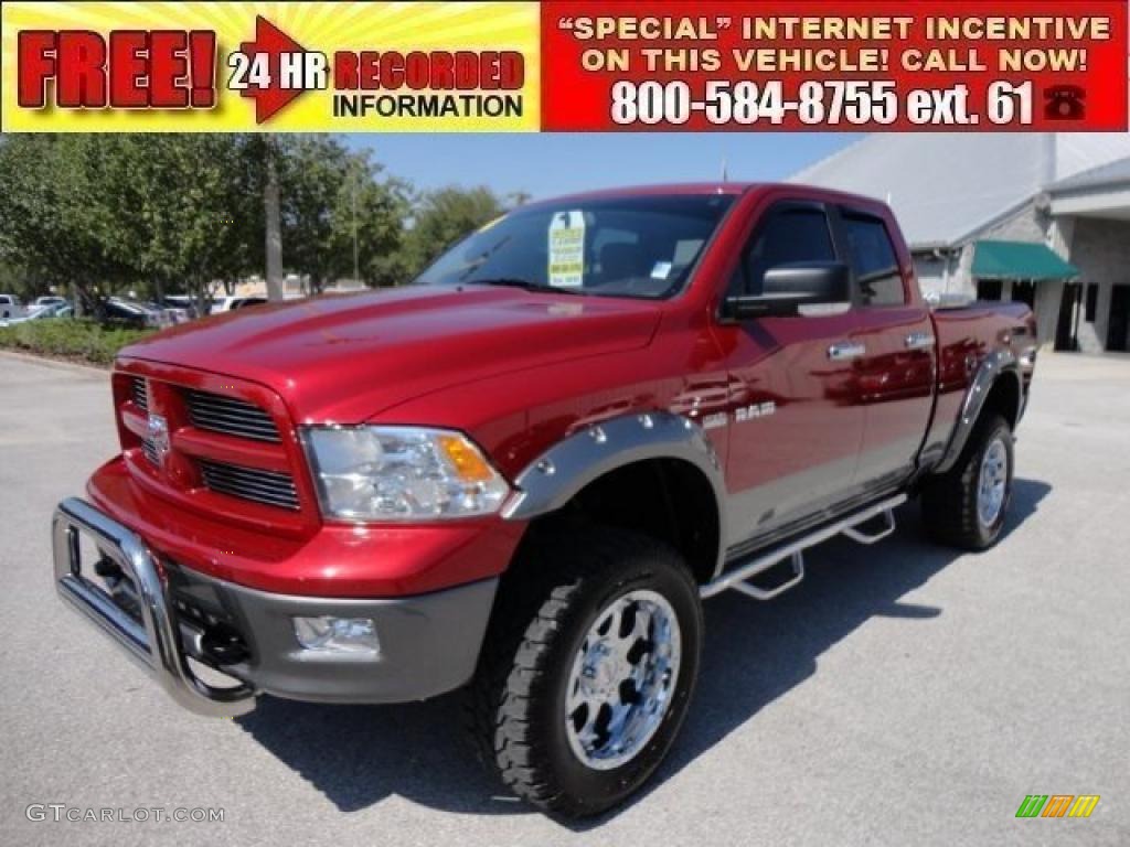 2010 Ram 1500 TRX4 Quad Cab 4x4 - Inferno Red Crystal Pearl / Light Pebble Beige/Bark Brown photo #1
