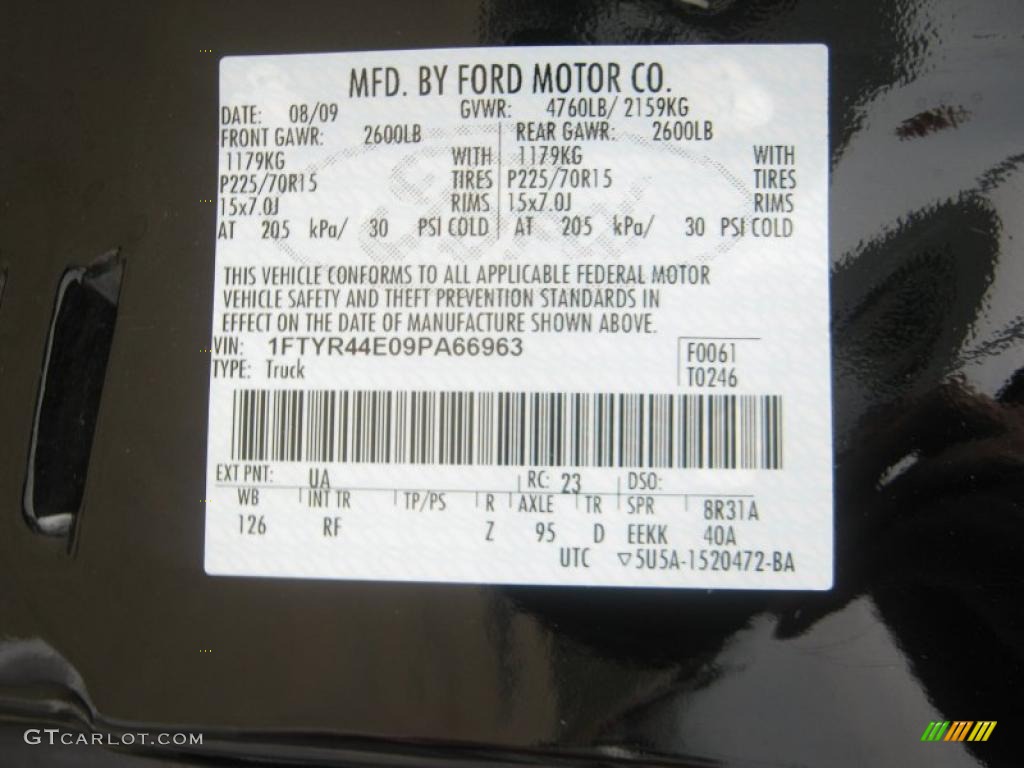 2009 Ranger Color Code UA for Black Photo #49527938