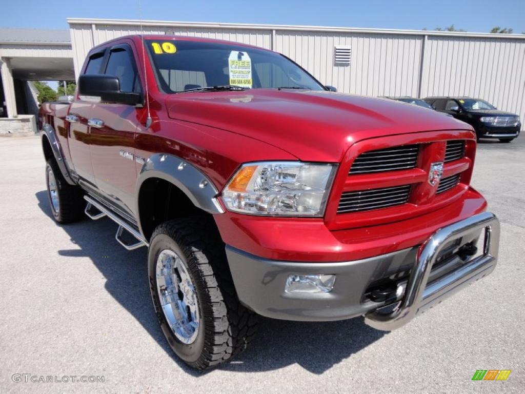 2010 Ram 1500 TRX4 Quad Cab 4x4 - Inferno Red Crystal Pearl / Light Pebble Beige/Bark Brown photo #13