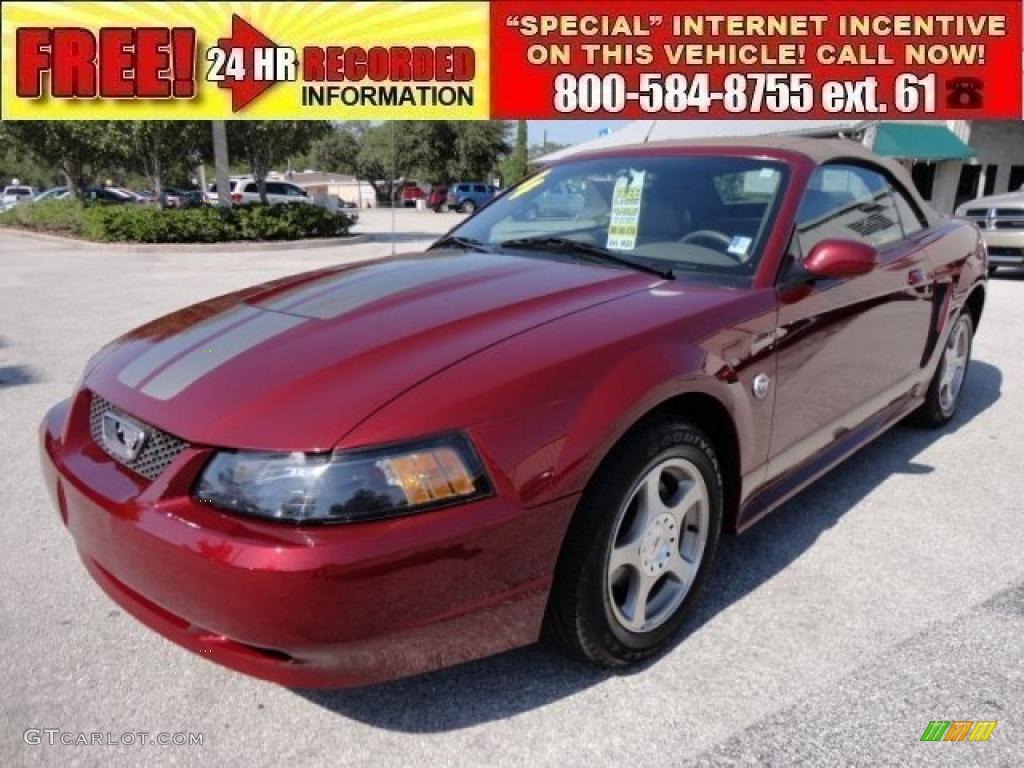 2004 Mustang V6 Convertible - 40th Anniversary Crimson Red Metallic / Medium Parchment photo #1