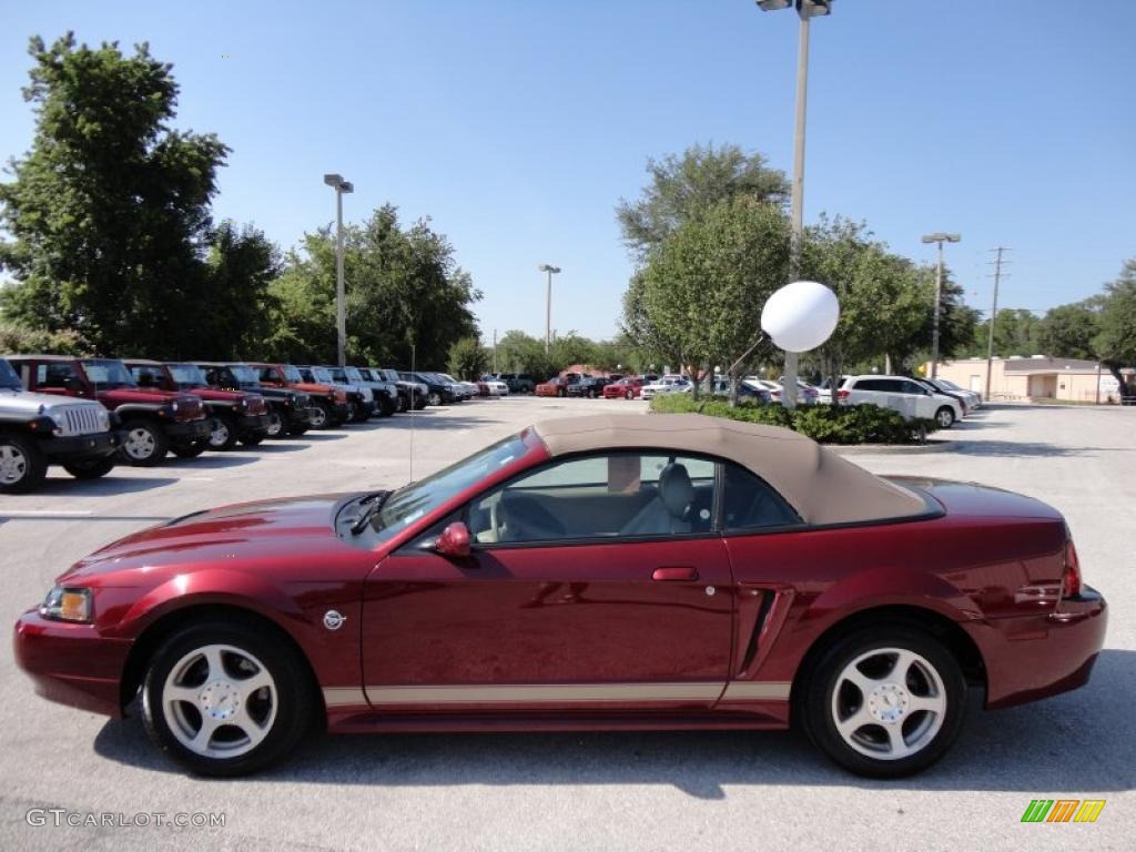 40th Anniversary Crimson Red Metallic 2004 Ford Mustang V6 Convertible Exterior Photo #49529079