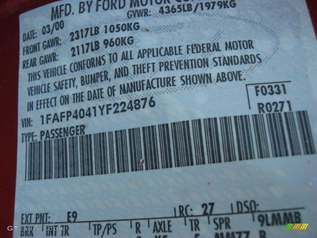 2000 Mustang V6 Coupe - Performance Red / Medium Parchment photo #15