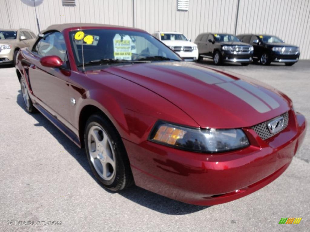 2004 Mustang V6 Convertible - 40th Anniversary Crimson Red Metallic / Medium Parchment photo #12