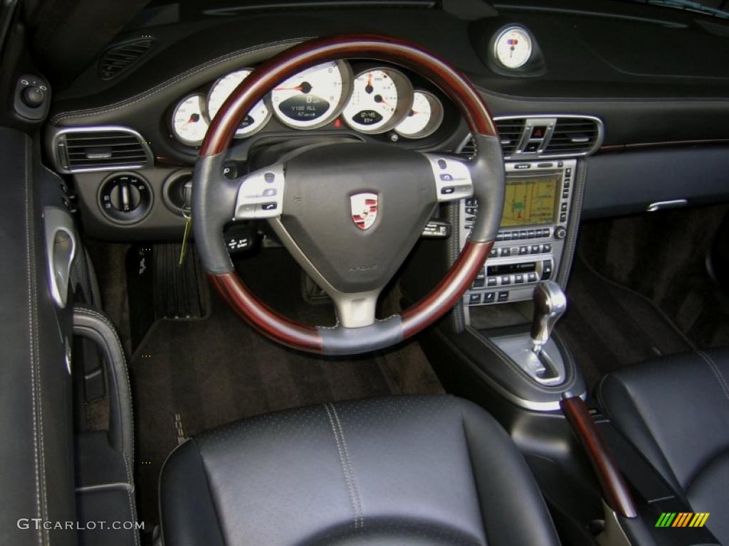 2008 Porsche 911 Carrera S Cabriolet Black Full Leather Steering Wheel Photo #49530593