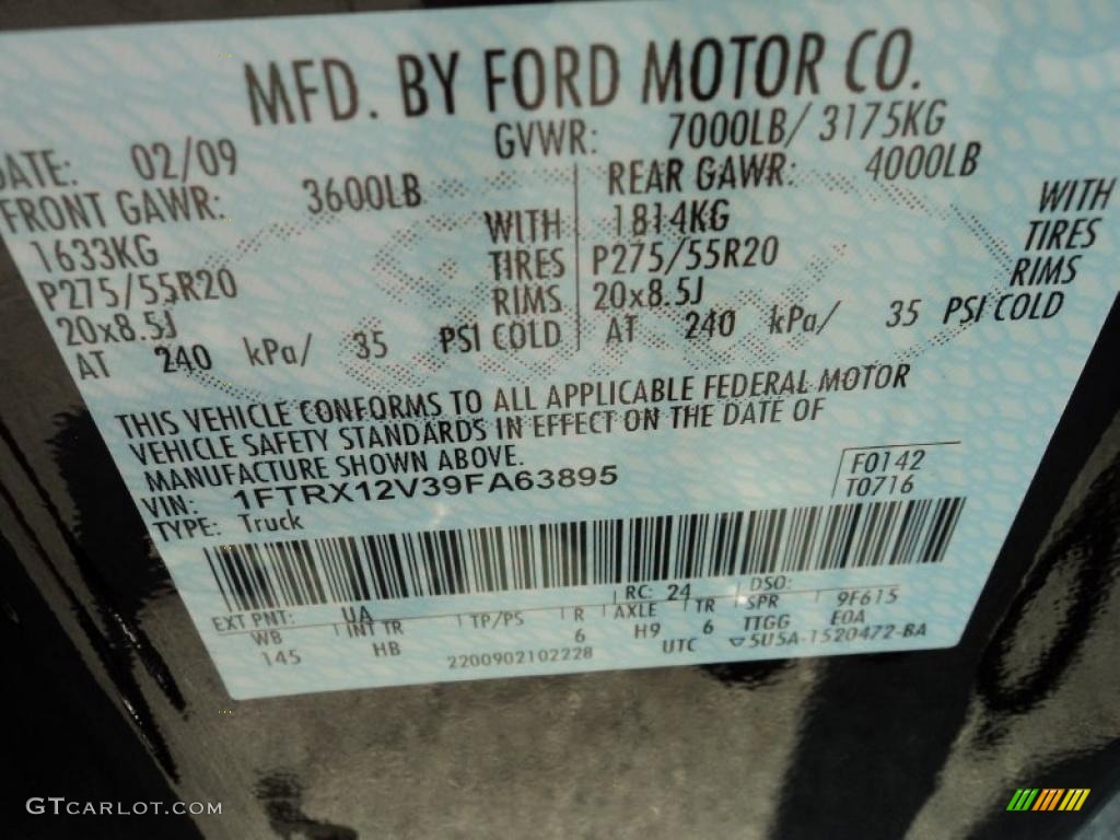 2009 F150 Color Code UA for Black Photo #49533923