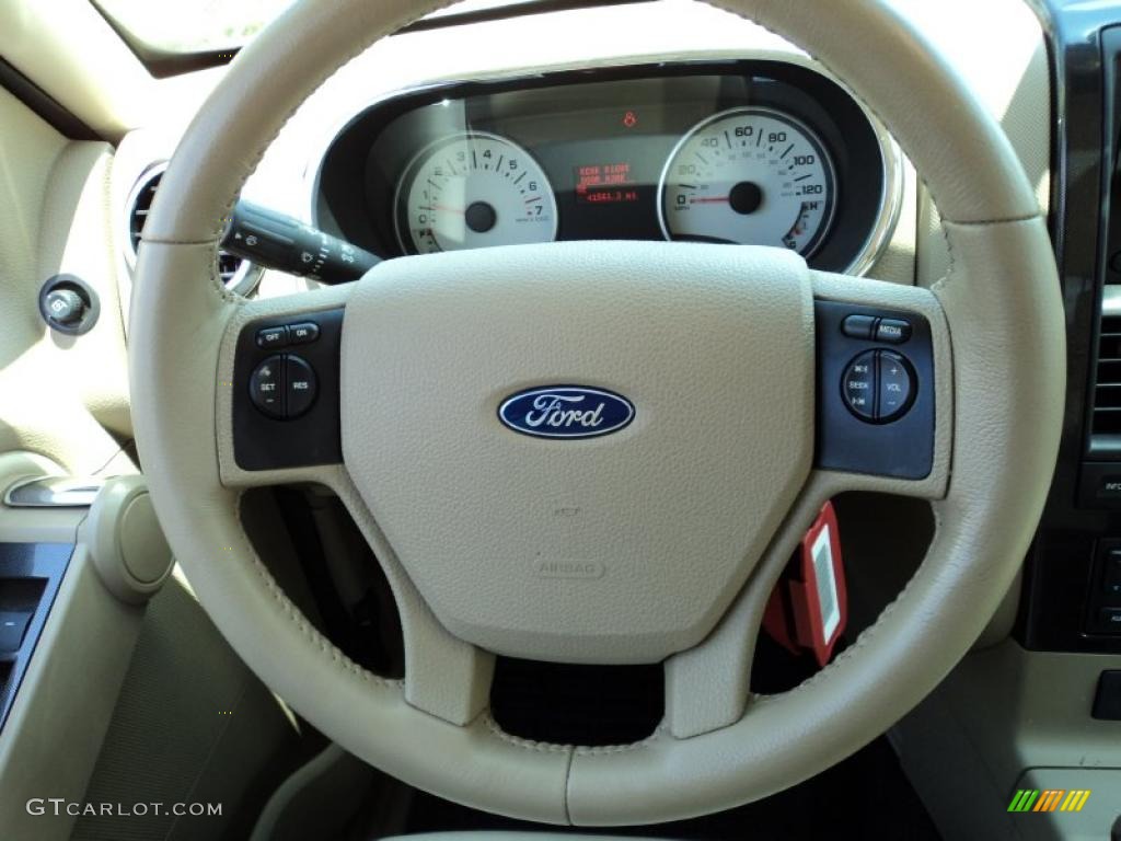 2008 Ford Explorer Sport Trac Limited Camel Steering Wheel Photo #49535306